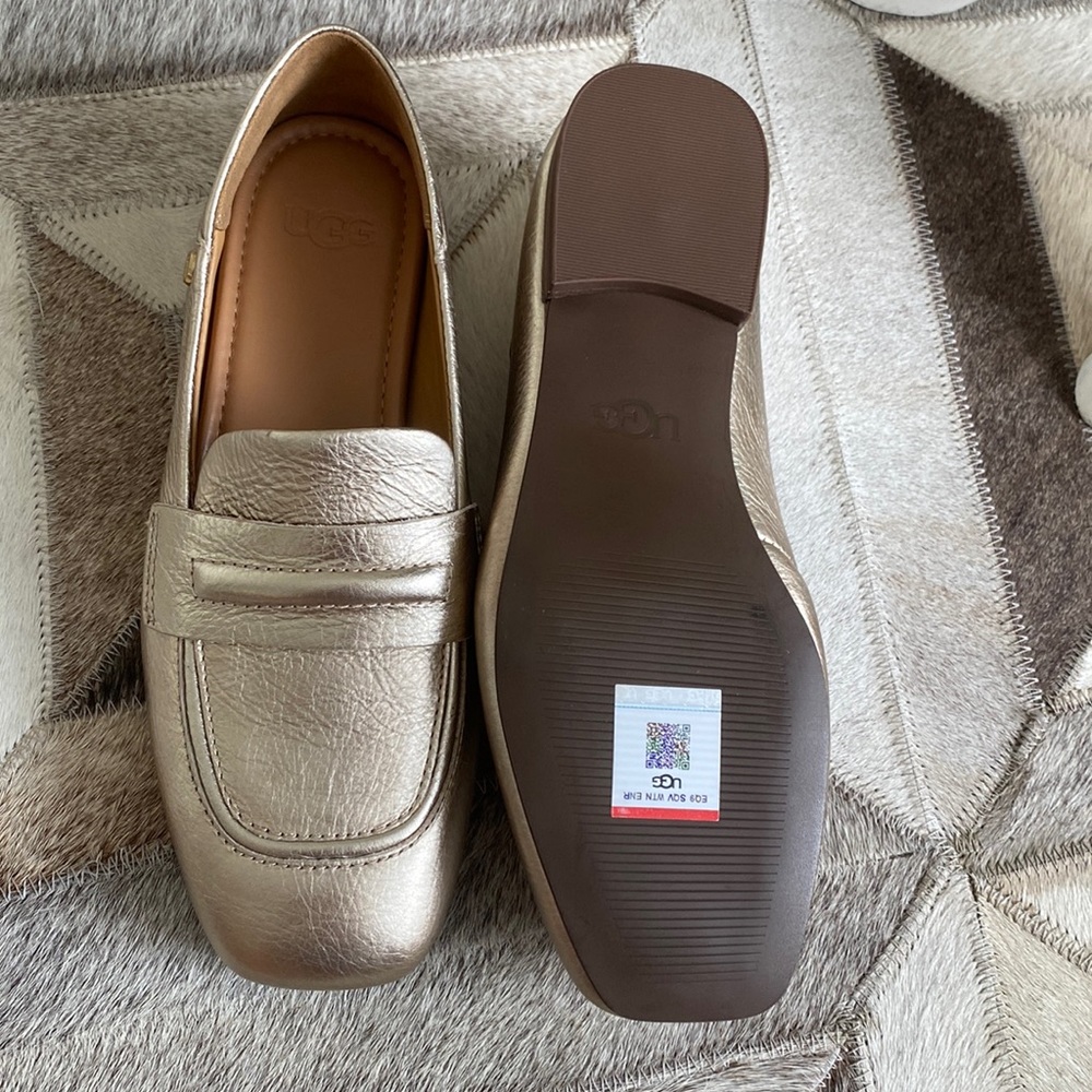 🔼 UGG Janaya Women’s Gold Leather Loafers - Picture 6 of 9